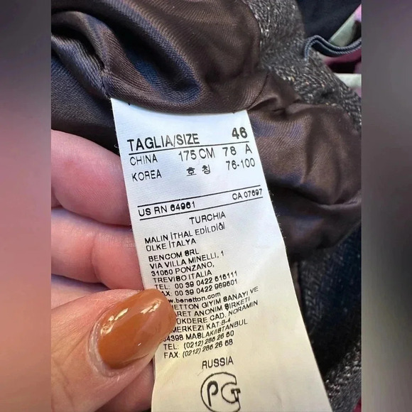 United Colors Of Benetton | Virgin Wool / Silk Blend Tweed Chevron Skirt Size 46 - Picture 9 of 10